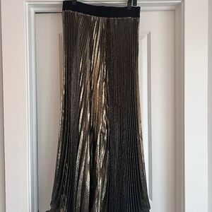 Alice + Olivia Metallic Pleated Maxi Skirt